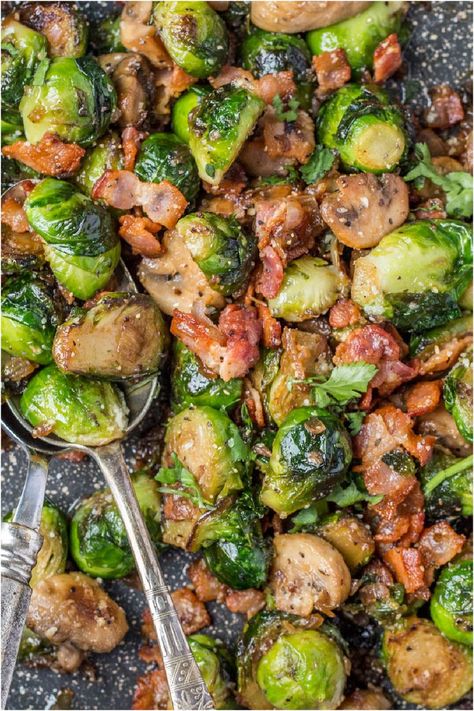 Brussels And Mushrooms, Brussel Sprouts With Mushrooms, Brussel Sprout Recipes With Mushrooms, Brussel Sprout And Mushroom Recipes, Brussels Sprouts And Mushrooms Recipes, Best Brussel Sprout Recipe Stove Top, Mushroom Brussel Sprouts Recipe, Mushroom And Brussel Sprouts Recipe, Sauteed Brussel Sprouts With Bacon