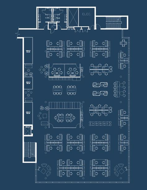 Restaurant Layout Plan, Office Building Plans, Open Office Layout, Office Layout Plan, Open Concept Office, Office Space Planning, Office Reception Design, Restaurant Layout, Restaurant Plan