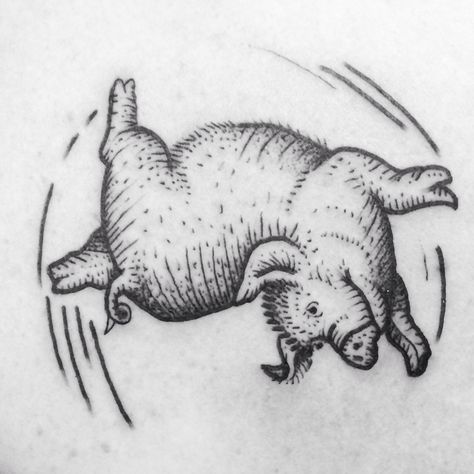 Piggy backflip tattoo, Wilbur from Charlotte's Web. Woodcut style. Charlotte’s Web Tattoo, Charlotte Web Tattoo, Charlotte’s Web, Woodcut Tattoo, Web Tattoo, Charlotte's Web, Body Tattoos, Body Art, Tattoo Ideas