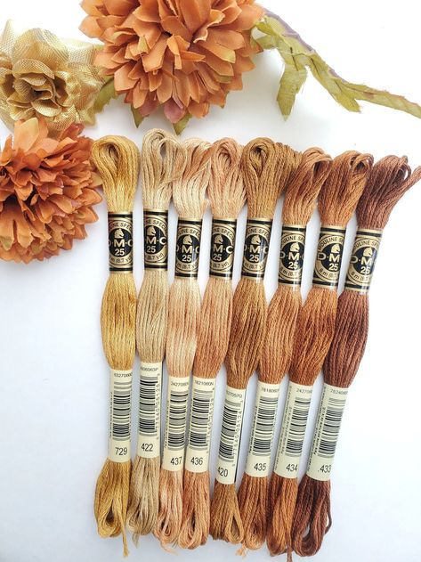 8x Brown DMC Flosses, Dmc Threads, DMC Kit, Dmc Set of Colors, Dmc Cotton Floss, Dmc Embroidery Floss, Brown Threads, Cross Stitch Floss - Etsy Dmc Floss Chart, Embroidery Floss Crafts, Yarn Color Combinations, Cross Stitch Floss, Dmc Embroidery, Cross Stitch Thread, Redwork Embroidery, Diy Friendship Bracelets Patterns, Dmc Embroidery Floss