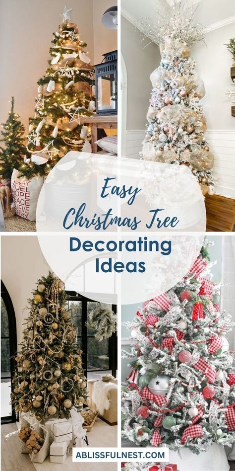 Discover some creative and easy Christmas tree decorating ideas to transform your home into a festive wonderland. From classic ornaments to DIY decorations, these tips will make your holiday tree sparkle without much effort. Get ready to decorate with ease and style this season! #christmasdecor #holidayideas #festivedecor Simple Tree Decorating Ideas, Christmas Trees Without Ornaments, Best Way To Decorate A Christmas Tree, Simply Decorated Christmas Trees, Easy Tree Decorating Ideas, Hobby Lobby Christmas Tree Ideas, Easy Christmas Tree Decorating Ideas, How To Decorate A Christmas Tree, Christmas Tree Without Ornaments