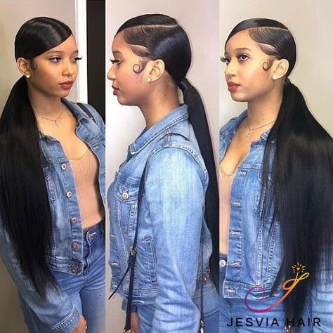 Ponytail Weave, Side Ponytail Hairstyles, Peruvian Hair Bundles, Slick Ponytail, Weave Ponytail Hairstyles, Sleek Ponytail Hairstyles, Black Ponytail Hairstyles, Indian Human Hair, Hair Ponytail Styles