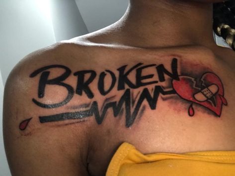 #tattooideas #tats #heartbreak #tattoodesigns #tattoo Rodwave Tattoo Ideas, Cold Hearted Tattoo Ideas, Heart Break Tattoos Men, Tatoos About Heartbreak, Heart Break Tattoos, Heart Break Tattoo Design, Heartbreaker Tattoo, Broke Heart Tattoo, Don’t Let It Break Your Heart Tattoo