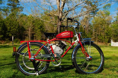 1947 Schwinn Whizzer | Bike-urious Schwinn Bicycles, Bicycle Engine, Schwinn Bike, Build A Bike, Motorized Bicycle, Commute To Work, Mopeds, Vintage Bicycles, Stingray