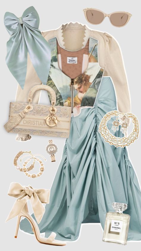 #outfitinspo #outfit #outfitideas #coquette #cottagecore #bridgerton #europeansummer #europe #princess #queen #fancy #elegant #chic #modern #vintage #vintageaesthetic #cute #fashion #fashioninspo #ivory #blue #trending #fyp Bridgerton Outfits, Princess Aesthetic Outfits, Cottagecore Outfit Ideas, Outfits Gorditas, Rococo Fashion, Interesting Outfits, Preformance Outfits, Coquette Cottagecore, Kawaii Fashion Outfits