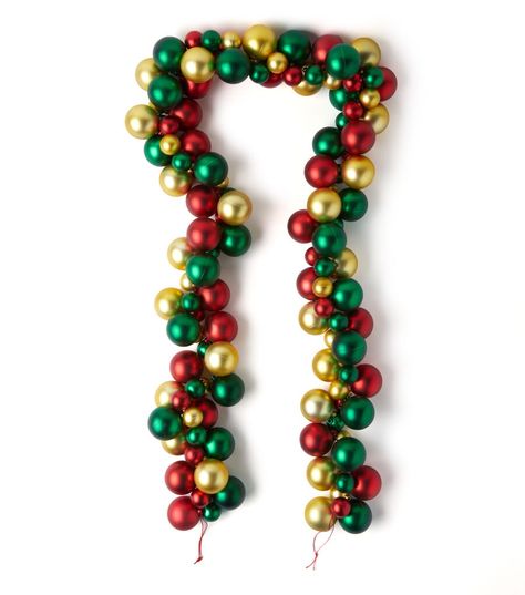 65" Christmas Red & Green Shatterproof Ornament Garland by Place & Time | JOANN Garland With Ornaments, Red And Green Christmas Decor, Front Door Christmas Decorations, Ornament Garland, Shatterproof Ornaments, Force And Motion, Christmas Front Doors, Gold Ornaments, Home For The Holidays