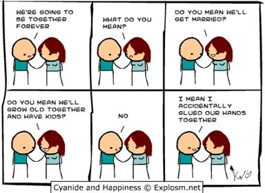 Stuck together forever... Cyanide Happiness, 4 Panel Life, Cyanide And Happiness, Online Comics, Clean Humor, Super Glue, Comic Strip, Bones Funny, Funny Comics