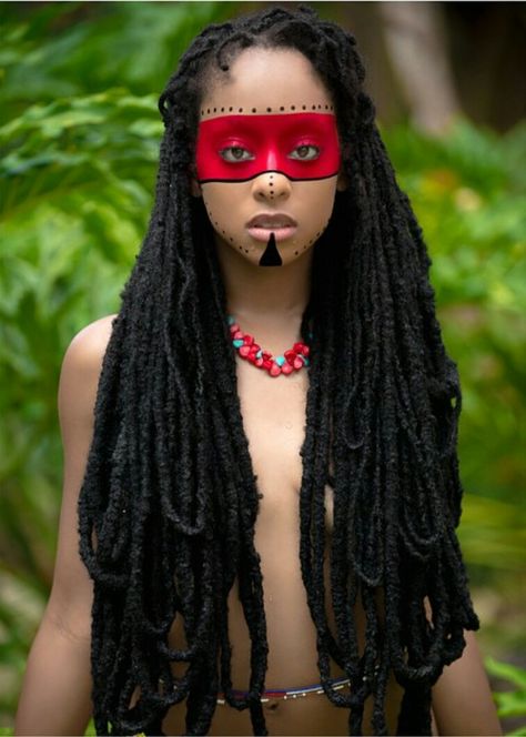 Black And Red Makeup, Taino Indians, Amazon Girl, Indigenous Tribes, Dramatic Makeup, Photoshoot Themes, Afro Punk, Fantasy Makeup, Hair Photo