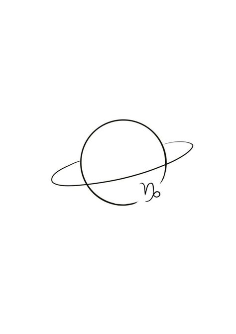 Capricorn And Saturn Tattoo, Capricorn Line Tattoo, Minimalist Tattoo Saturn, Saturn Tattoo Capricorn, Dainty Saturn Tattoo, Tattoo Ideas Saturn, Capricorn Line Art, Saturn Symbol Tattoo, Capricorn Saturn Tattoo