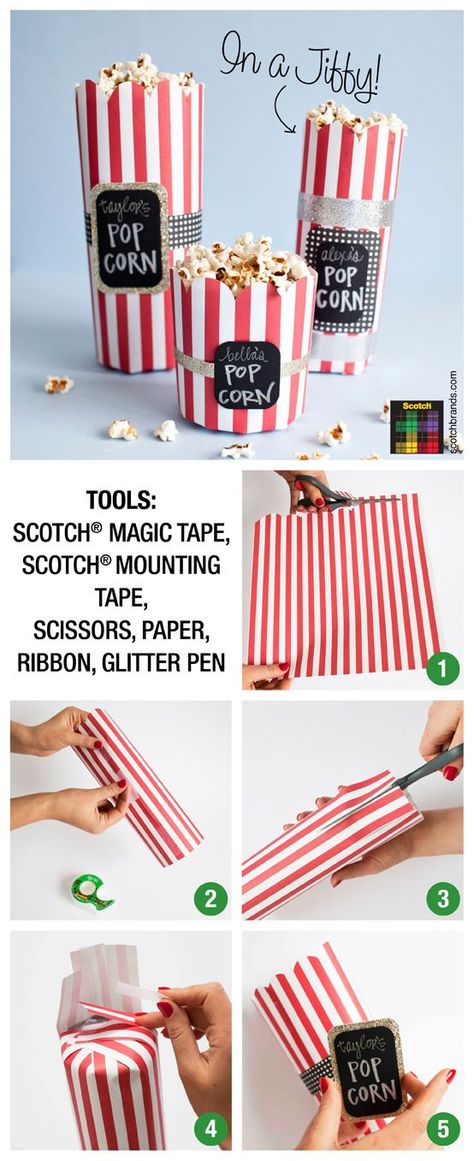 Popcorn baggies Popcorn Bags Ideas, Popcorn Packaging Ideas, Popcorn Bags Diy, Personalized Popcorn Bags, Kino Box, Outdoor Movie Party, How To Make Popcorn, Diy Popcorn, Popcorn Bag