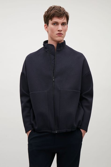 COS image 2 of Hooded scuba jacket in Navy Knitwear Details, Stylish Men Wear, Scuba Jacket, Mens Fasion, Checkered Jacket, Jasper Conran, Smart Casual Men, Design Wardrobe, Guys Clothing Styles