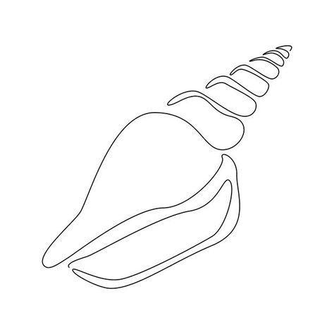 Coral Line Art, One Line Shell Tattoo, Seashell Line Art, Shell Line Tattoo, Snail Line Art, Seashell Drawing Simple, Shell Drawing Simple, Simple Shell Tattoo, Shell Line Drawing