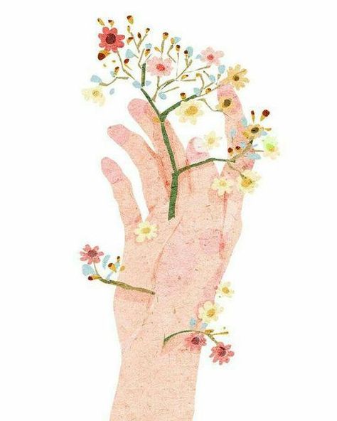 The Year of Self Love | Herbivore Botanicals Illustration Art Nouveau, Holding Flowers, Hand Holding, Pattern Illustration, Art And Illustration, Cute Illustration, 그림 그리기, Art Paint, Drawing Inspiration