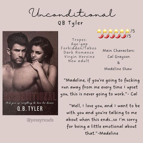 Dark Age-gap Romance Book review please give credit if repost Love Unexpected Qb Tyler Book, Love Unexpected, 100 Books, 100 Books To Read, Unread Books, Dark Romance Books, Age Gap, 100 Book, Book Addict