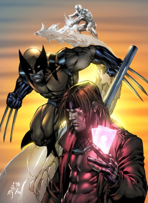 Iceman, Wolverine, and Gambit Gambit X Men, Comic Design, Rogue Gambit, Marvel Knights, Wolverine Art, Dc Multiverse, Comics Marvel, Comic Characters, Wolverine Marvel