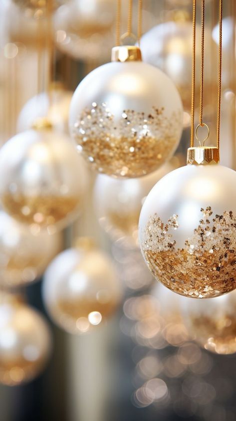 Gold Christmas Ornaments, Christmas Campaign, Classy Christmas, Gold Christmas Decorations, Christmas Tree Inspiration, Christmas White, Boho Christmas, Decorating With Christmas Lights, White Christmas Tree