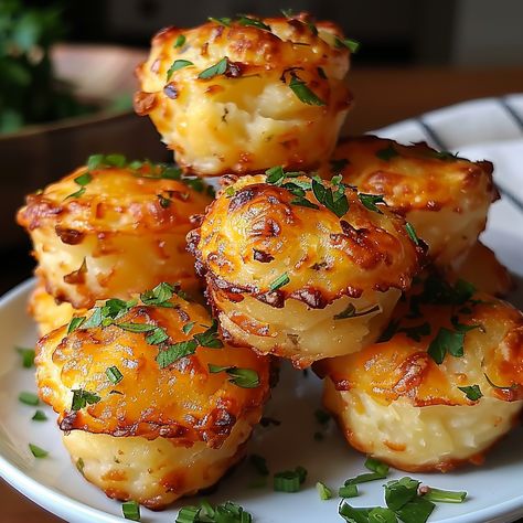 Golden Cheesy Mashed Potato Puffs, Garlic Chive Mashed Potato Puffs, Potato Dinners Vegetarian, Mash Potato Puffs, Mashed Potato Muffin Cups, Amazing Potato Recipes, Twice Cooked Potatoes, What To Do With Mashed Potatoes, Bake Potatoes Recipes