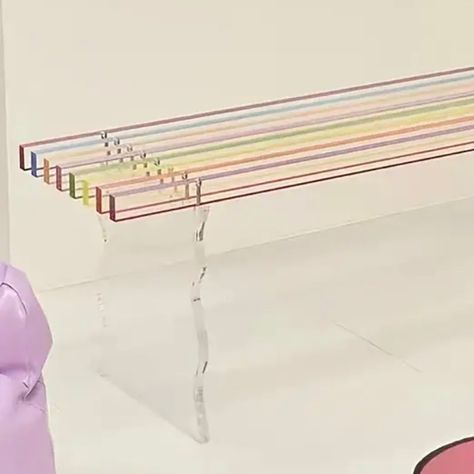 Modern Rainbow Acrylic Bench. ‘Save’ and Visit site below to Buy Now. Search item ID on site: BQ117869 Acrylic Bench, Modern Rainbow, Interior Design Inspiration, Buy Now, Link In Bio, Bench, Design Inspiration, Rainbow, Interior Design