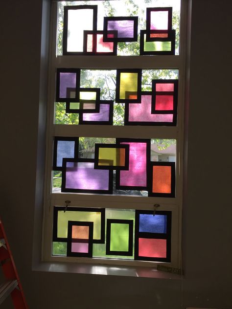 Window Decor Ideas Classroom, Tissue Paper On Windows, Tissue Paper Window Art, Tissue Paper Stained Glass Window, Tissue Paper Window, Windows Decoration Ideas, Tissue Paper Candles, Construction Activities Preschool, Art Room Posters