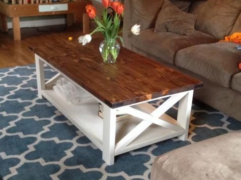 Farmhouse Coffee Table Decor, Farmhouse Style Coffee Table, Diy Farmhouse Coffee Table, White Coffee Table, X Coffee Table, Table Farmhouse, Coffee Table Farmhouse, Rustic Coffee Tables, Diy Coffee Table