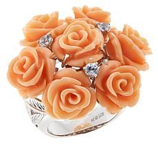 Rings | HSN Coral Rose Bouquet, Bouquet Ring, Champagne Diamond Rings, Diamond Rings With Price, Coral Rose, Real Gold Jewelry, Fine Diamond Jewelry, Coral Ring, Colorless Diamond