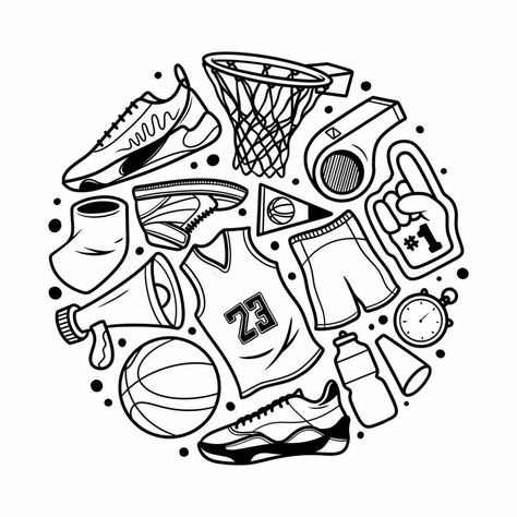 Basketball Doodle Art, Doodle Basketball, Basketball Doodle, Basketball Vector, Basketball Drawings, Basketball Clipart, Hand Doodles, Basketball Svg, Grade 6