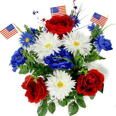 Flowers Bush, Small American Flags, Grave Flowers, Mixed Flowers, Grave Decorations, Memorial Flowers, Cemetery Flowers, Artificial Peonies, American Flags