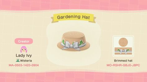 Ac Codes, Acnh Clothes, Animal Crossing 3ds, Animals Crossing, Ac New Leaf, Animal Crossing Memes, Gardening Hat, Acnh Designs, Happy Home Designer