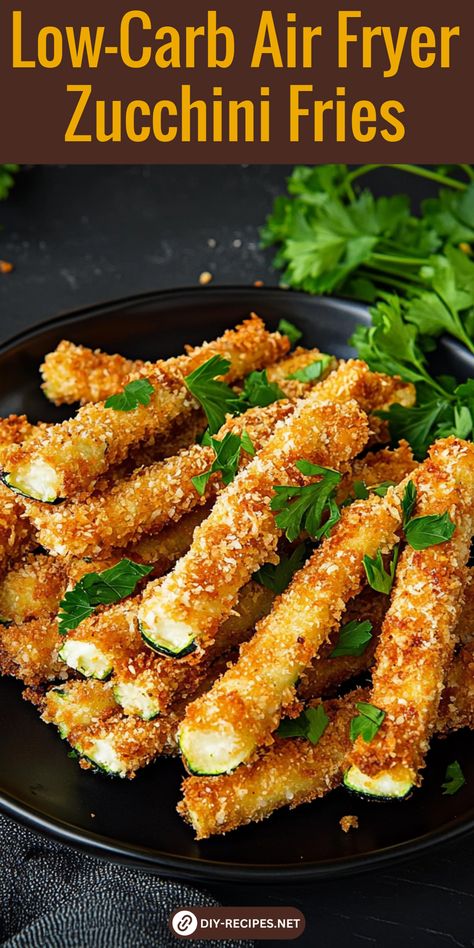 Enjoy low-carb Air Fryer Zucchini Fries! A healthier twist on fries, made with zucchini, breadcrumbs, and parmesan for a crispy, satisfying bite. Crispy Air Fryer Zucchini Fries, Healthy Air Fryer Zucchini Fries, Courgette Fries Air Fryer, Low Carb Fried Zucchini Air Fryer, Cheesecake Factory Zucchini Fries Recipe, Keto Zucchini Fries Air Fryer Recipes, Eggplant Fries, Vegetarian Chili Recipe, Fries Recipe