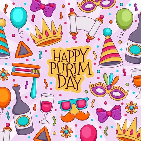 Hand drawn happy purim day Happy Purim Images, Goodies Ideas, Purim Festival, Purim Ideas, Jewish Stuff, Happy Purim, Baby Scrapbook, Purim, Vector Hand