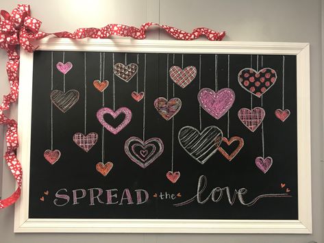 Valentines Chalk Board Design, Valentines Day White Board Ideas, Valentine Chalkboard Art Easy, Valentine’s Day Window Painting, Valentines Chalk Art, Valentine Window Painting, February Chalkboard Art, Valentine’s Day Chalkboard Art, Valentines Day Chalkboard Art