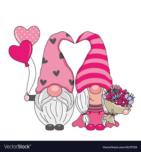 Gnome Couple, Love Vector, Couple In Love, Gnomes Crafts, Valentine Card, Couples In Love, Watercolor Cards, Free Vector Art, Photo Illustration