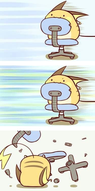 Raichu, why you so silly. First flying and now this? Stop it Raichu, you're being crazy. Cute Pokemon Pictures, Pokemon Comics, Cute Pokemon Wallpaper, Pokemon Memes, Pokemon Funny, Pokemon Drawings, My Pokemon, Dessin Adorable, Cool Pokemon