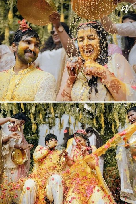 Couple Poses Ideas, Haldi Photoshoot, Wedding Organiser, Anniversary Wishes For Husband, Haldi Ceremony Outfit, Indian Bride Photography Poses, Wishes For Husband, Indian Wedding Poses, Bride Photos Poses