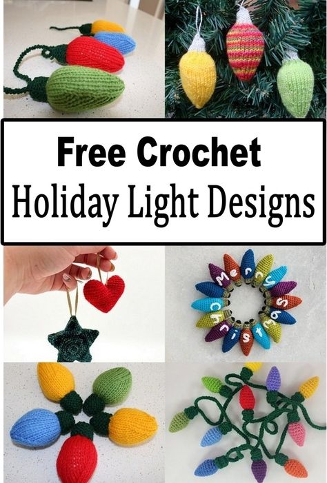 Crochet Holiday Light Crochet Christmas Lights Pattern Free, Crochet Christmas Lights Free Pattern, Crochet Christmas Lights, Yarn Scraps, Crochet Holiday, Leftover Yarn, Shell Purse, Purse Tutorial, Crochet Wall Hangings