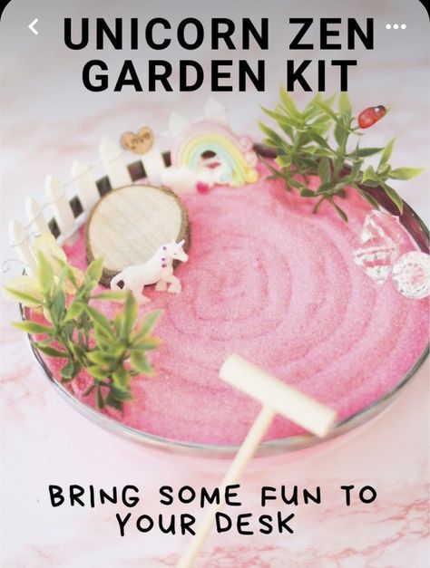 Indoor Fairy Garden Ideas Tabletop, Diy Zen Garden Mini, Mini Zen Garden Ideas, Diy Zen Garden, Sand Zen Garden, Zen Garden Miniature, Zen Garden Sand, Herb Garden Boxes, Unicorn Garden