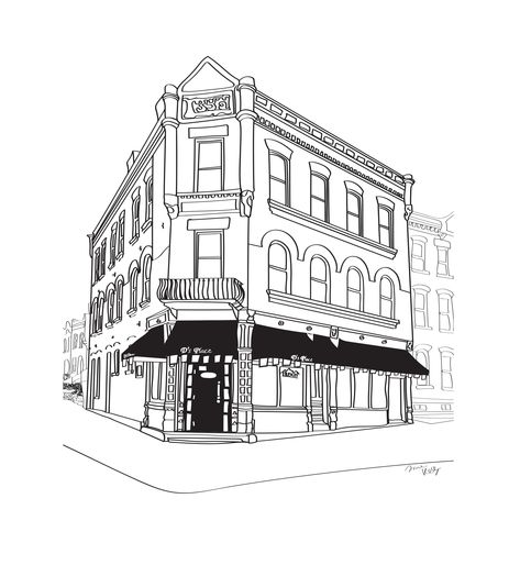 Line drawing art print of D's Place, Soulard, St. Louis. Message me for local, contact-less pick up! Nyc Drawing, Simpsons Drawings, Watercolor House Painting, Disney Canvas Art, Aesthetic Architecture, Architecture Drawing Sketchbooks, Perspective Drawing Architecture, New Orleans Art, Drawing Interior