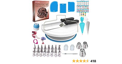 90 PCs Cake Decorating Set Supplies Kit -Cake Turntable -24 Numbered icing tips with pattern chart & E.Book -Cake Leveler -Straight & Angled Spatula -3 Russian Piping nozzles & other Baking Supplies: Amazon.ca: Home & Kitchen Cake Baking Supplies, Turntable Cake, Cake Decorating Turntable, Rotating Cake Stand, Cake Decorating Kit, Cake Turntable, Cake Leveler, Fondant Tools, Cake Piping