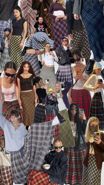 How To Style Tartan Skirt, Pleated Skirt Outfit Aesthetic, Plaid Maxi Skirt Outfit, Long Pleated Skirt Outfit, Skirt Outfits Aesthetic, Winter Styling, Pleated Skirt Outfit, Baggy T-shirt, Tartan Skirt