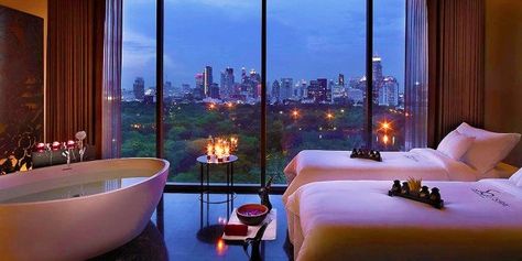 Make your Bangkok stay even better with a room with a luxe bathtub. Thailand Honeymoon, Bangkok Hotel, Luxury Spa, Hotels Design, Spa Treatments, Hotel Room, Hotel Spa, Luxury Life, Atlantis