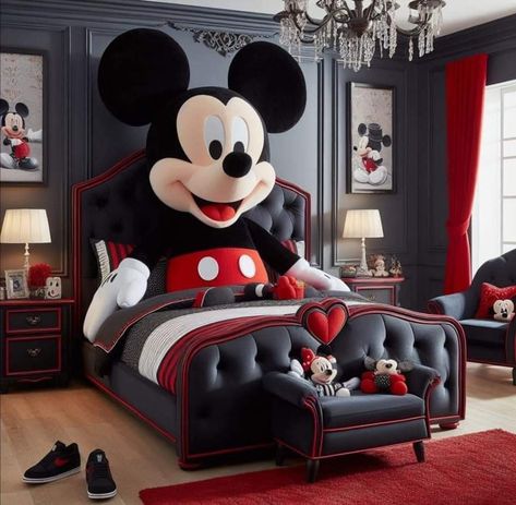 Mickey Mouse Room Decor, Mickey Mouse Bedding, Mickey Mouse Room, Mickey Mouse Bedroom, Male Bedroom Ideas, Mickey Mouse Quilt, Mickey Mouse House, Baby Room Closet, Mickey Mouse Decorations