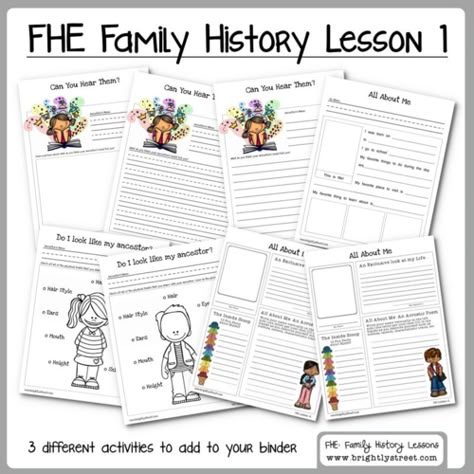 Family Home Evening Lesson #1 on Family History fun for the family.  Download these free worksheets to add to your family history binder. Temple And Family History, Family History Activities, Family History Ideas, Family Home Evening Ideas, Family Home Evening Lessons, Family History Projects, Pedigree Chart, Activity Day Girls, History Worksheets