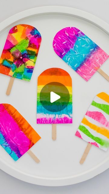 Inspire My Play ® on Instagram: "BLEEDING TISSUE PAPER POPSICLES
.
This is a fun summer project using tissue paper to create lollies/popsicles! The kids weren’t the only ones to enjoy this! It’s such a fun and easy process- it’s pretty addictive! Read on for all the instructions...
.
Firstly though, if you’re new to bleeding tissue paper it’s a special type of tissue paper that is highly pigmented and the colour runs when it gets wet. You might find some regular tissue paper also does this, so it’s worth checking with what you have at home already, but it may not be quite a vibrant as this stuff.
.
The other thing to mention is you can use regular card for this activity but I discovered that it works brilliantly with glossy photo card. The colours are so much more vibrant and photo card do Tissue Paper Popsicle Craft, Popsicle Card Ideas, Popsicle Art Preschool, Preschool Photo Crafts, Blueberry Crafts For Kids, Photo Paper Crafts Glossy, Popsicle Art For Kids, Summer Art For Preschoolers, Colour Activity For Kids