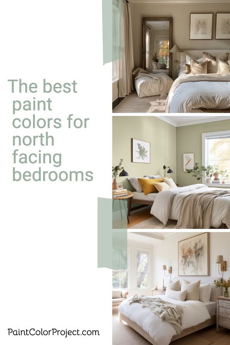 Learn how to select the best paint colors for north-facing bedrooms to counteract cool, dim light and create a cozy, inviting space. Discover tips for warm whites, cozy grays, and vibrant accents to enhance your bedroom’s ambiance. Benjamin Moore Quiet Moments Bedroom, Bedroom North Facing, North Facing Bedroom Ideas, North Facing Bedroom Paint Colors, North Facing Bedroom, Guest Bedroom Paint Colors, Quiet Moments Benjamin Moore, Bedroom Paint Colors Master, Bedroom Ambiance