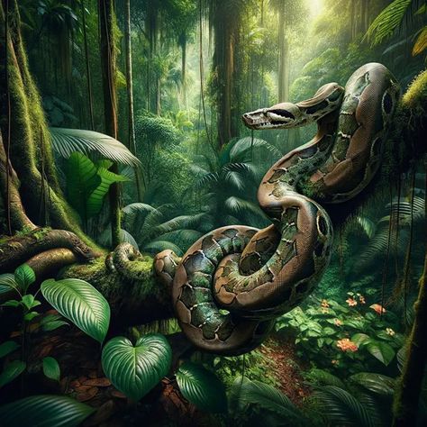 Jungle Boa |Jungle Journeys
Untamed Travels
Green Getaways
Nature's Odyssey
Safari Dreams|Jungle Journeys Jungle With Animals, Snake On Tree, Rainforest Project, Green Scales, Jungle Aesthetic, Jungle Animal Art, Jungle Painting, Jungle Tree, Boa Constrictor