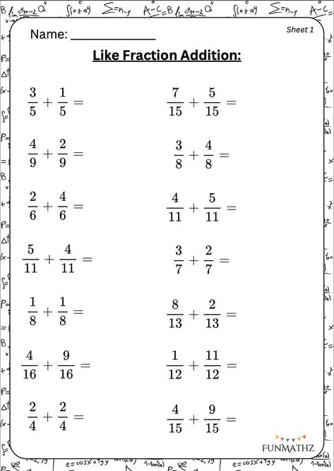 7 Pack - Printable Like Fractions Addition Worksheets Grade 5 Math Projects, Adding Fractions Worksheet, Addition Of Fractions Worksheet, Easy Fraction Worksheets, Fractions Worksheets 4th Grade, Fraction Addition Worksheets, Fractions Worksheets 5th, Fraction Worksheets 3rd Grade, Fractions Worksheets Grade 3