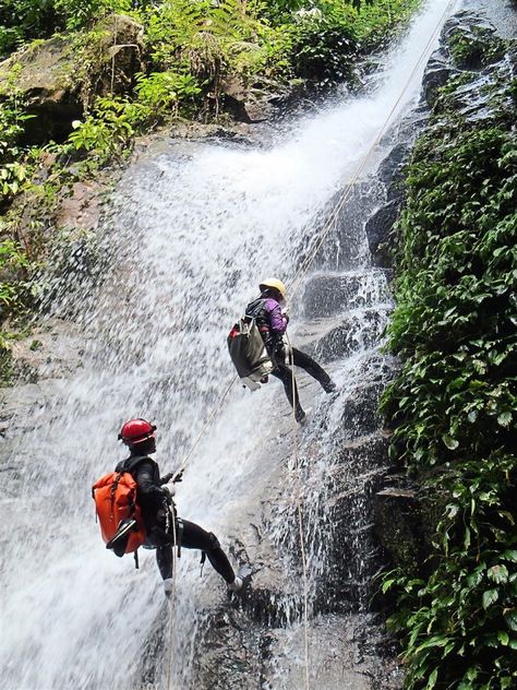 Abseiling waterfall .. an adrenaline rush adventure Waterfall Rappelling, Vision Bored, Vision 2024, Abseiling, Vision Board Images, Adrenaline Rush, Adventure Aesthetic, Life Board, Black Femininity