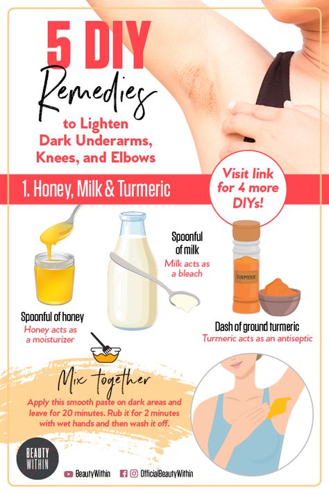 Skin Lightening Diy, Dark Elbows, Turmeric And Honey, Dark Armpits, Dark Underarms, Diy Remedies, Today Is The Day, Lighten Skin, Skin Care Remedies