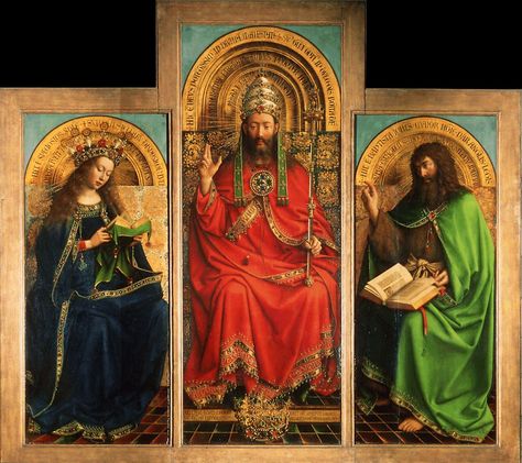 God, the Virgin Mary and St. John the Baptist, from the Ghent Altarpiece by Hubert and Jan van Eyck, 1432 Ghent Altarpiece, Rome Vatican, Van Eyck, Edouard Vuillard, Jan Van Eyck, Hieronymus Bosch, William Turner, Pierre Auguste Renoir, Joan Miro