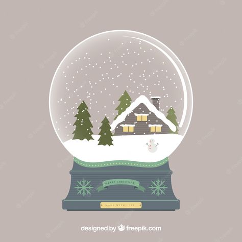 Premium Vector | Snowy house inside a crystal ball Snowy House, Christmas Card Inspiration, Winter Illustration, House Inside, Arte Inspo, Christmas Makes, Christmas Drawing, Christmas Snow, Christmas Illustration